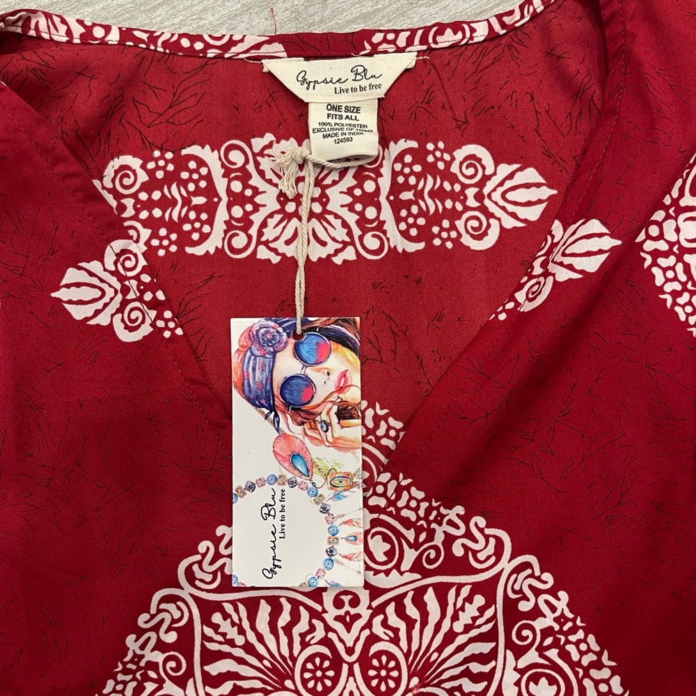 Grace Blue Red and White Bohemian Dress - Picture 2 of 3